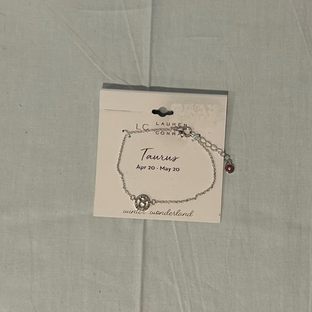 LC Lauren Conrad Silver Tone Crystal Taurus Zodiac Sign Bracelet NWT